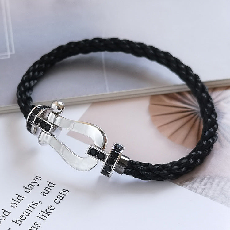 [Marin]FORCE LARGE HORSESHOE BLACK DIAMOND BRACELET SILVER