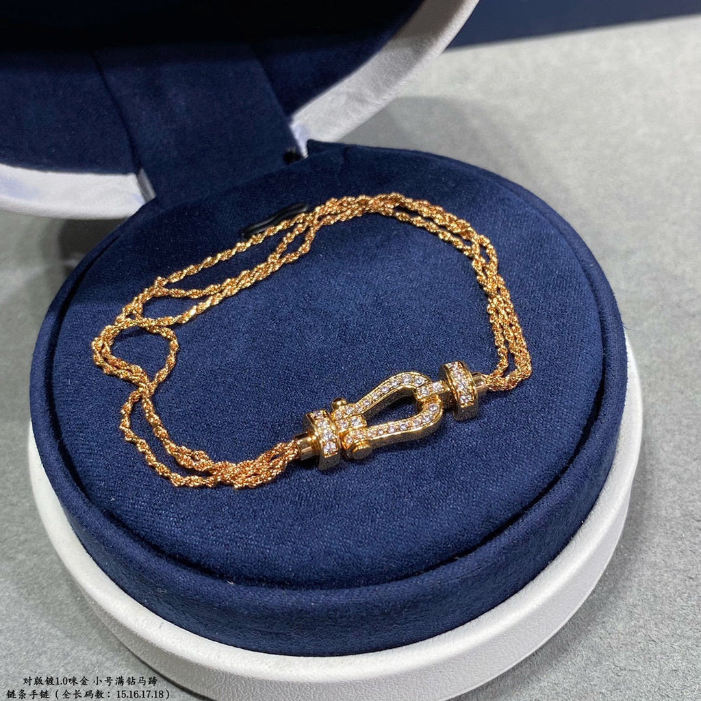 [Marin]FORCE SMALL HORSESHOE  DIAMOND CHAIN ROPE BRACELET