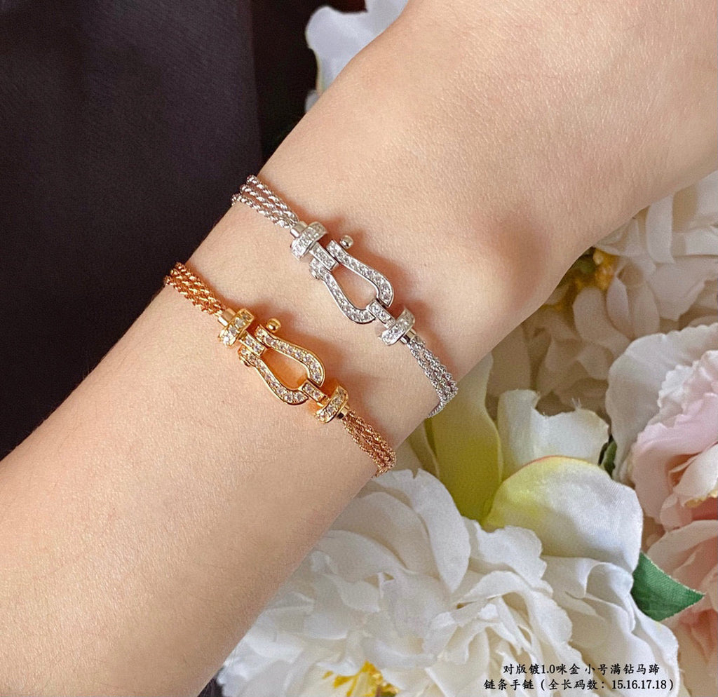 [Marin]FORCE SMALL HORSESHOE  DIAMOND CHAIN ROPE BRACELET