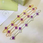 [Marin Jewelry]クローバー 10モチーフ パープルバイオレットダイヤモンドネックレス