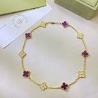 [Marin Jewelry]クローバー 10モチーフ パープルバイオレットダイヤモンドネックレス