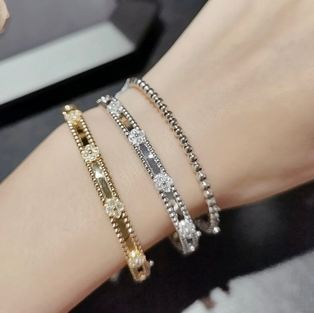[Marin]CLOVER BRACELET 4MM DIAMONDS