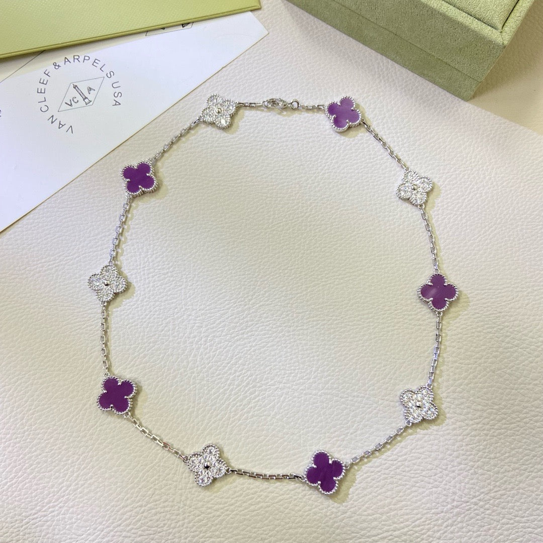 [Marin Jewelry]CLOVER 10 MOTIFS  PURPLE VIOLET DIAMOND NECKLACE