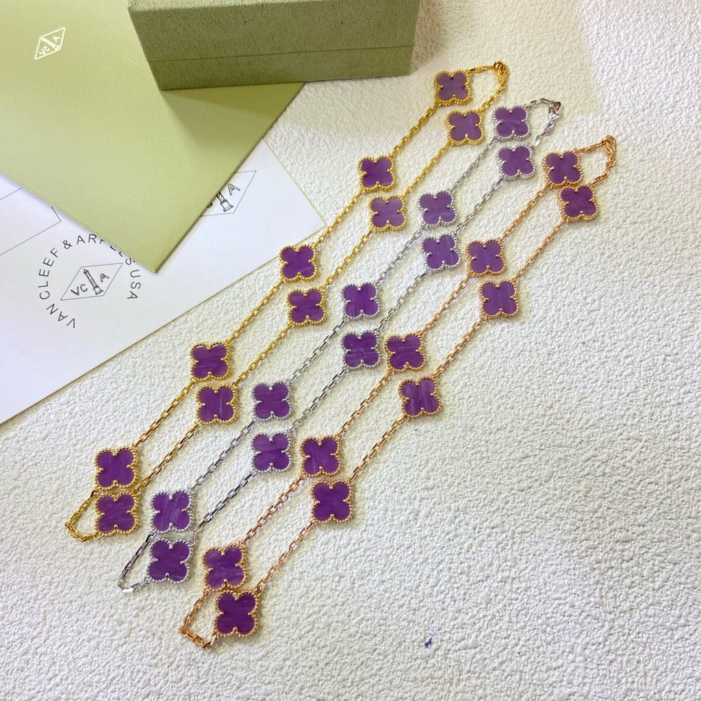 [Marin Jewelry]CLOVER 10 MOTIFS  PURPLE VIOLET  NECKLACE
