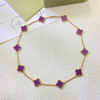 [Marin Jewelry]CLOVER 10 MOTIFS  PURPLE VIOLET  NECKLACE