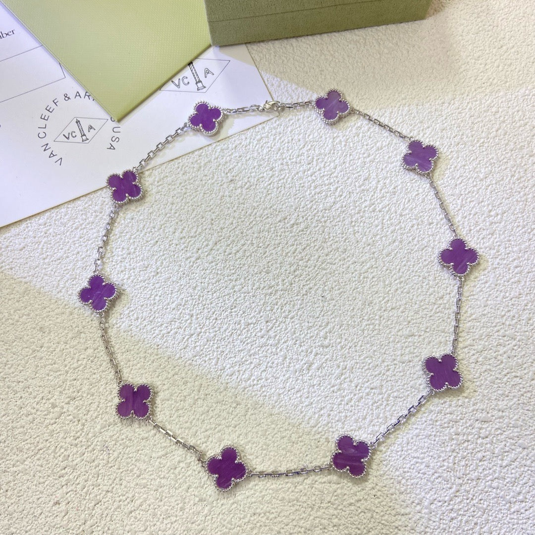 [Marin Jewelry]CLOVER 10 MOTIFS  PURPLE VIOLET  NECKLACE
