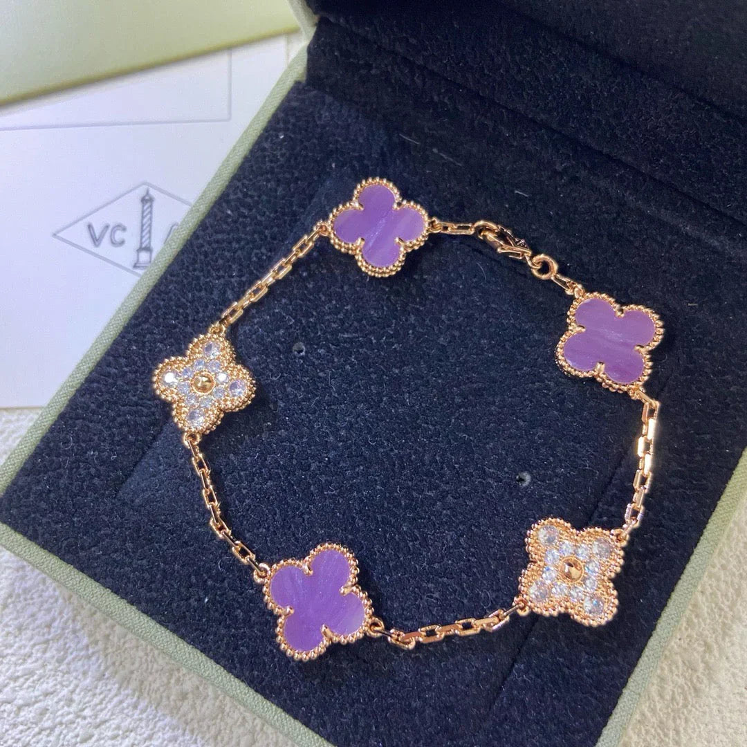 [⭐Shinejoy] CLOVER 5 MOTIF VIOLET BRACELET COLLECTION