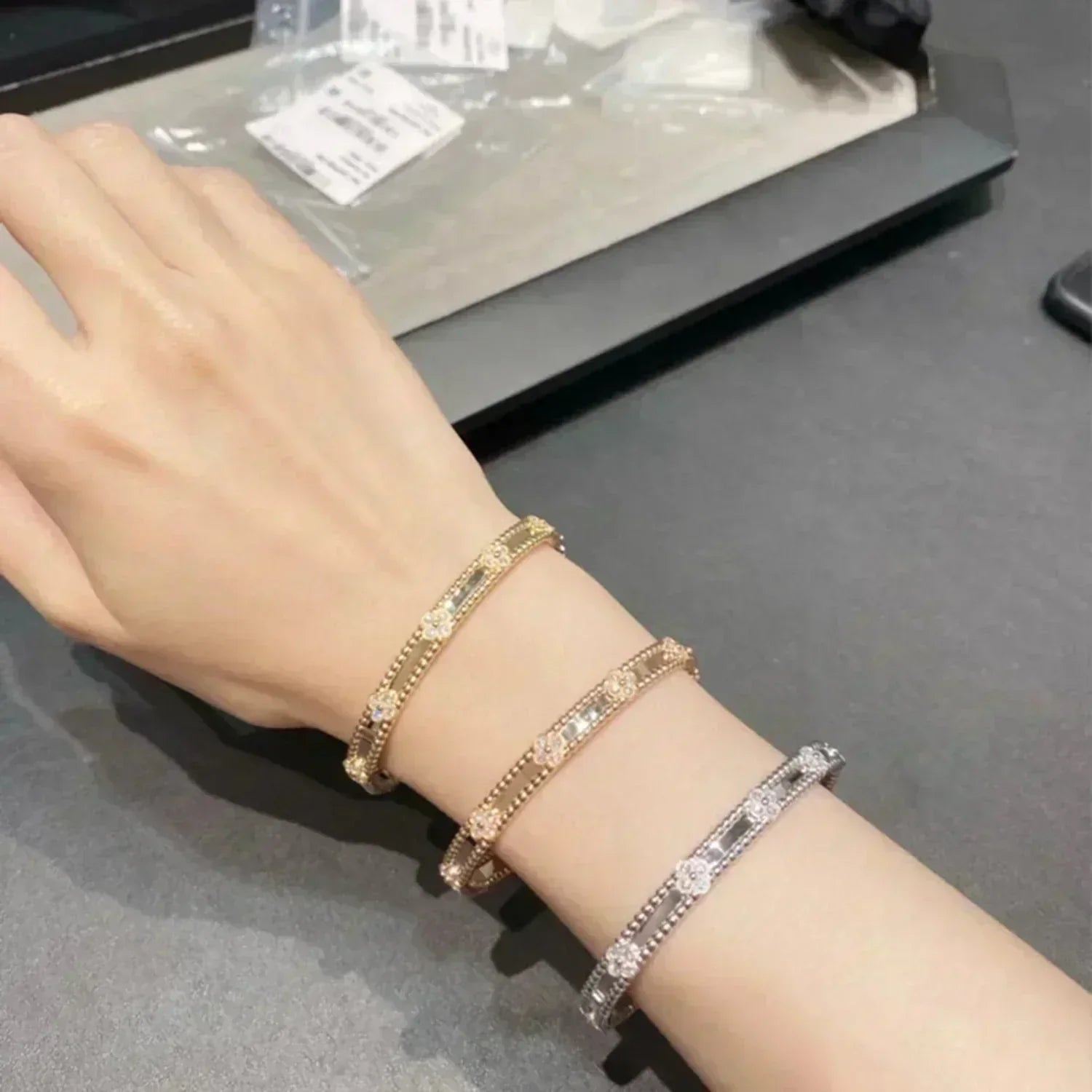 [Marin]CLOVER BRACELET 4MM DIAMONDS