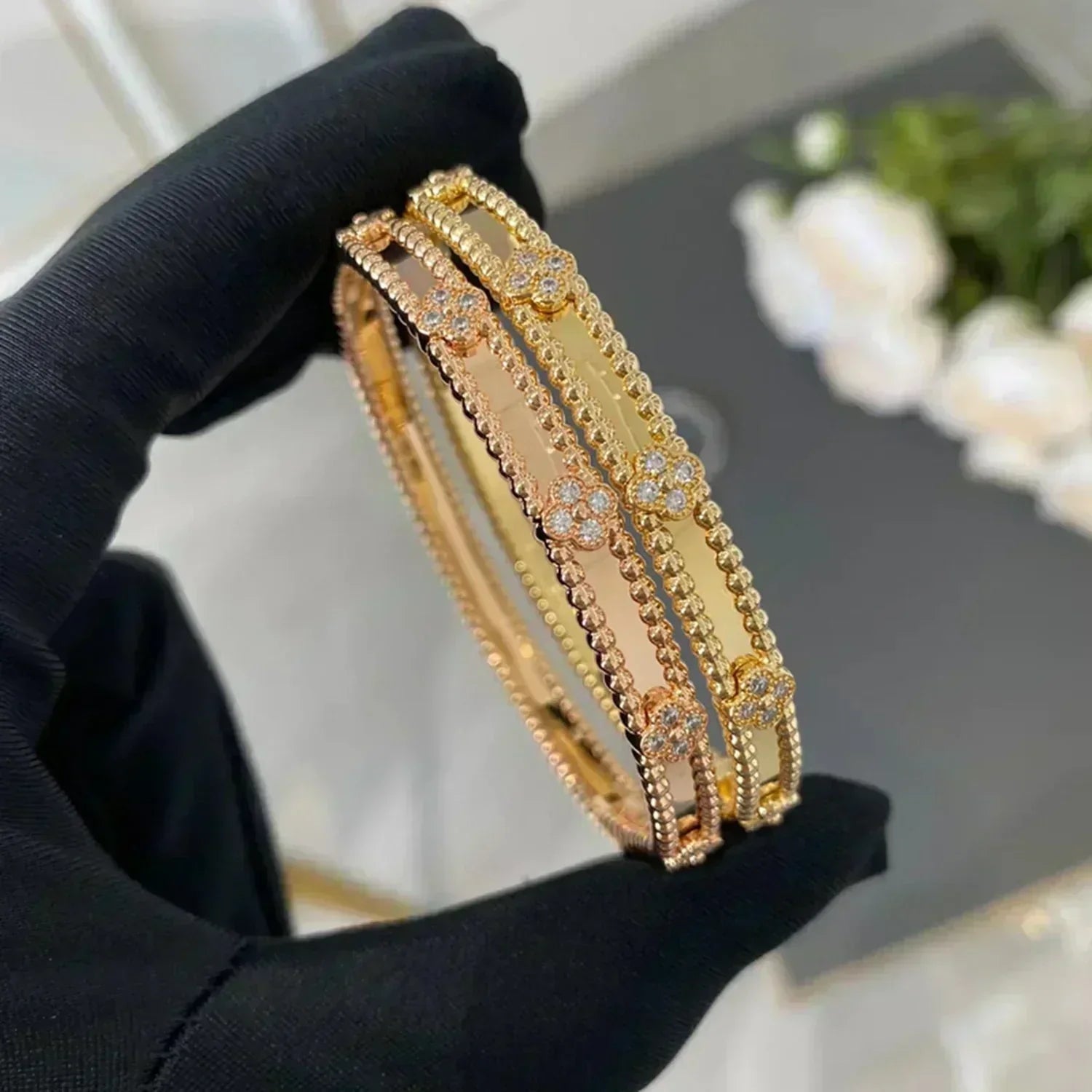 [Marin]CLOVER BRACELET 4MM DIAMONDS