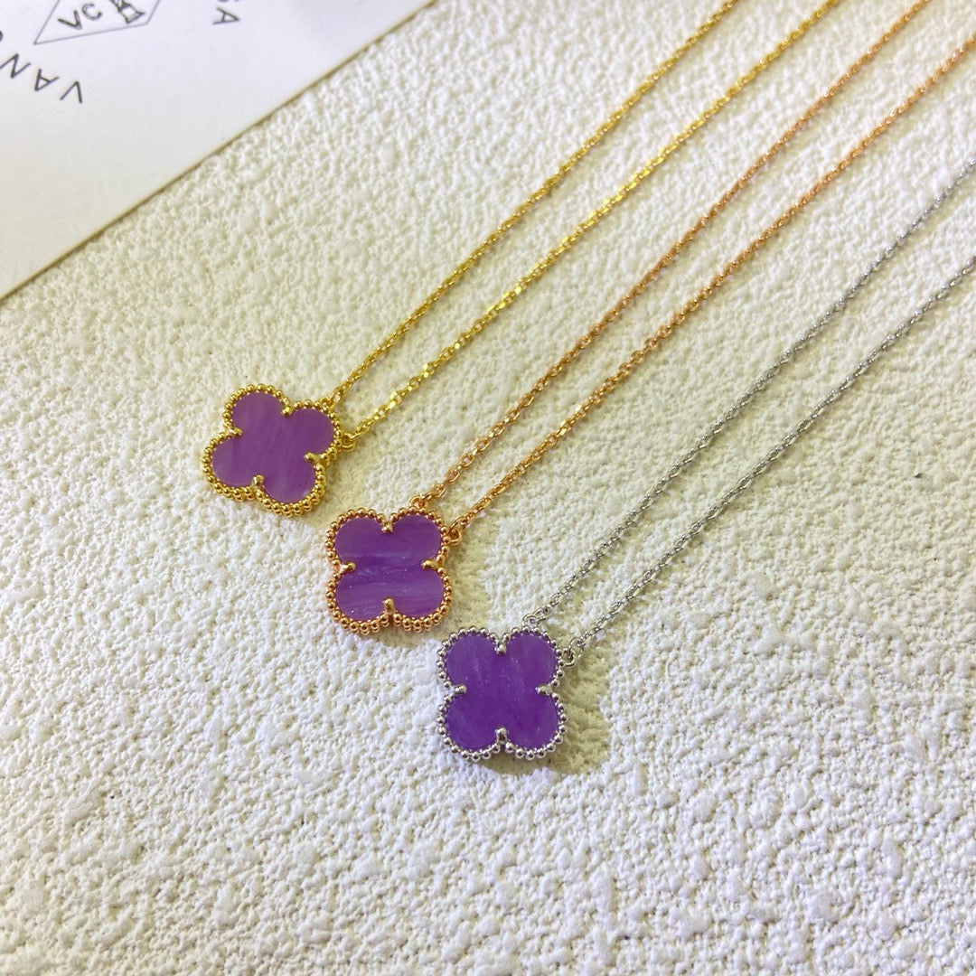 [Marin Jewelry]CLOVER 15MM  PURPLE VIOLET NECKLACE