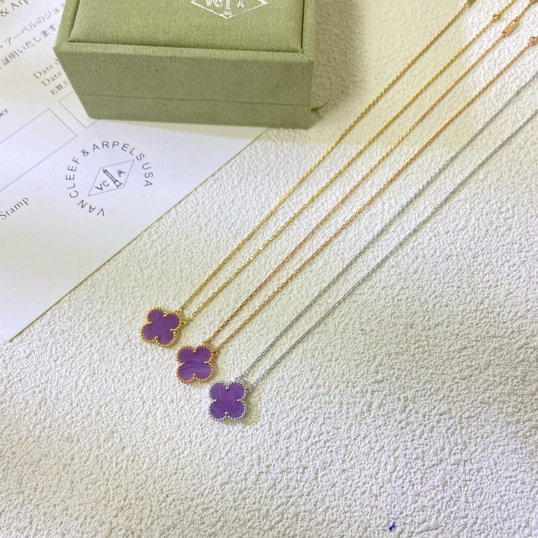 [Marin Jewelry]CLOVER 15MM  PURPLE VIOLET NECKLACE