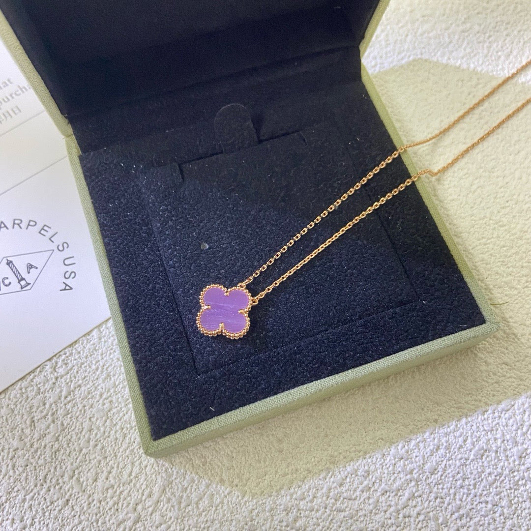 [Marin Jewelry]CLOVER 15MM  PURPLE VIOLET NECKLACE