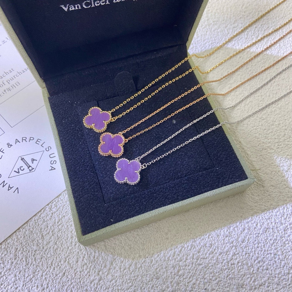 [Marin Jewelry]CLOVER 15MM  PURPLE VIOLET NECKLACE