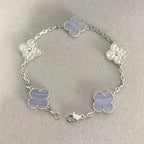 [⭐Shinejoy] CLOVER 5 MOTIF PURPLE CHALCEDONY BRACELET COLLECTION