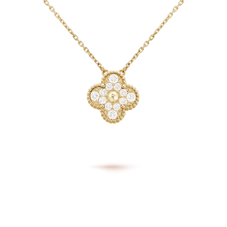 [Marin]CLOVER 15MM DIAMOND SINGLE FLOWER NECKLACE