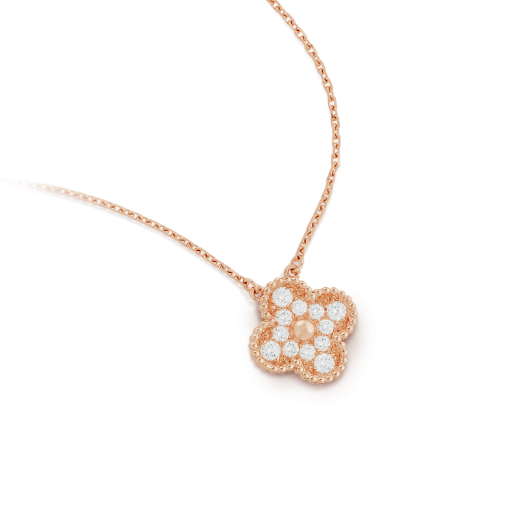 [Marin]COLLIER FLEUR UNIQUE DIAMANT 15MM TRÈFLE