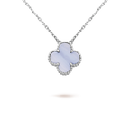 [Marin]CLOVER 15MM BLUE CHALCEDONY NECKLACE SILVER