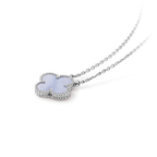 [Marin]CLOVER 15MM BLUE CHALCEDONY NECKLACE SILVER