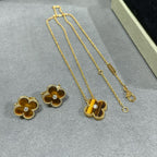[Marin]CLOVER 15MM DIAMOND AND YELLOW TIGER'S EYE AGATE necklace