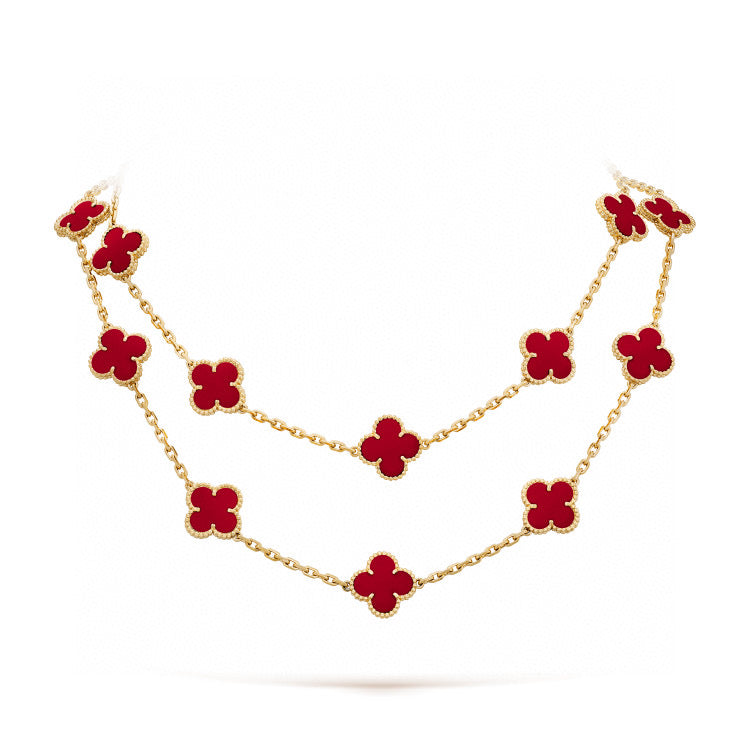[Marin]CLOVER 20 MOTIFS CARNELIAN NECKLACE