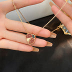 [Marin]LUCKY  CARNELIANS LADYBUG NECKLACE