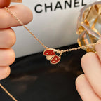 [Marin]LUCKY  CARNELIANS LADYBUG NECKLACE