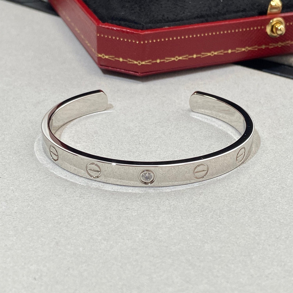 [Marin]LOVE BRACELET 6.1MM 1 DIAMOND OPEN CUFF