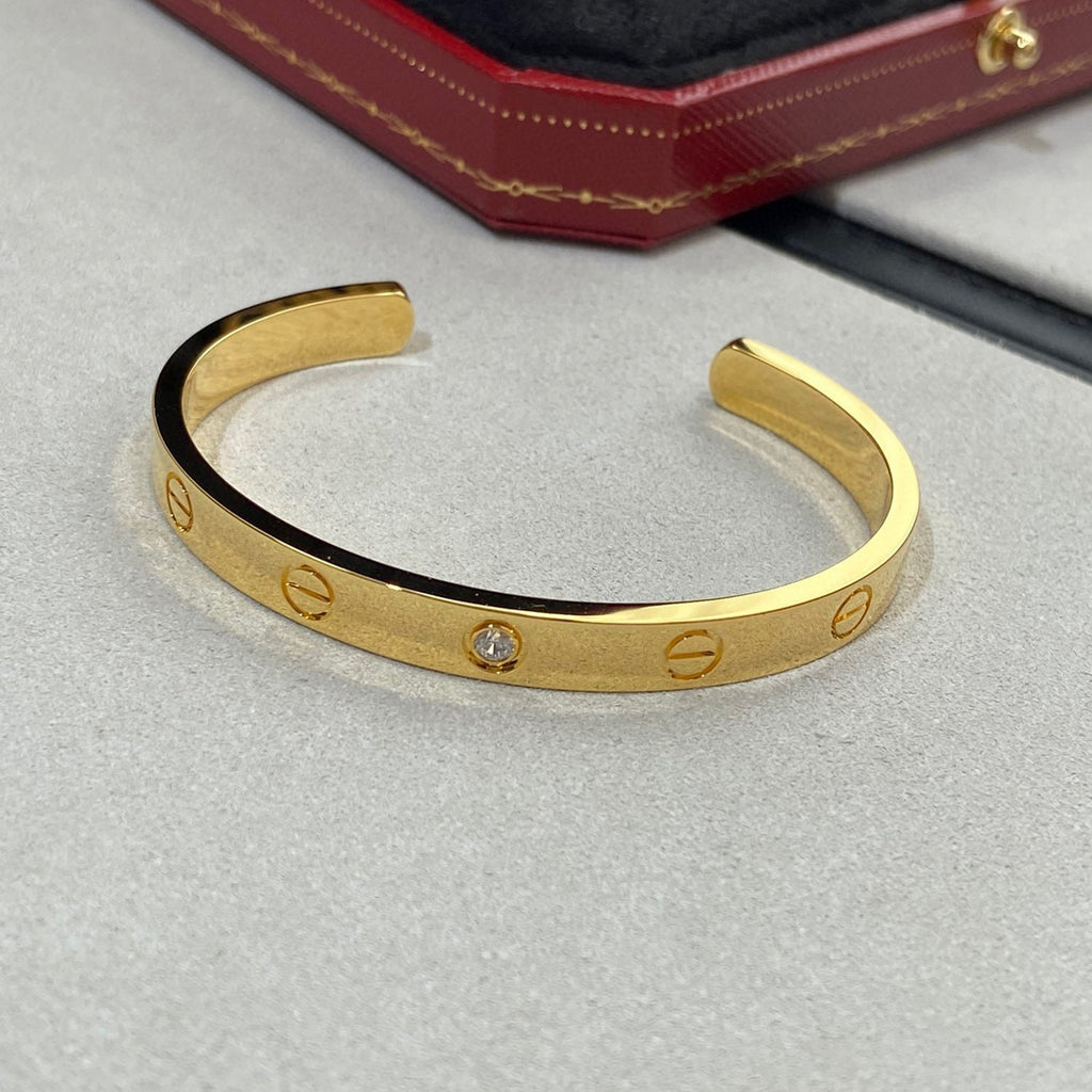 [Marin]LOVE BRACELET 6.1MM 1 DIAMOND OPEN CUFF