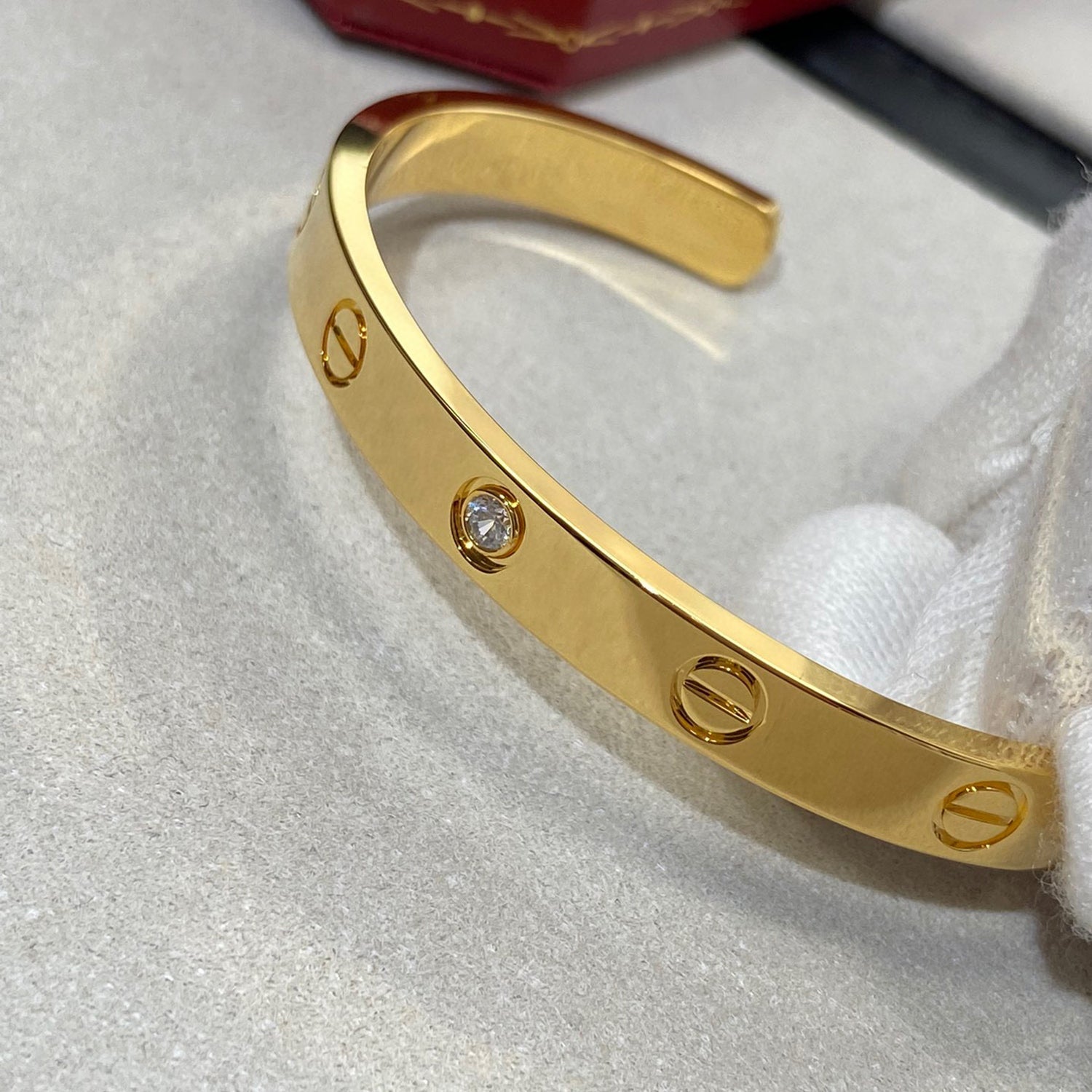 [Marin]LOVE BRACELET 6.1MM 1 DIAMOND OPEN CUFF
