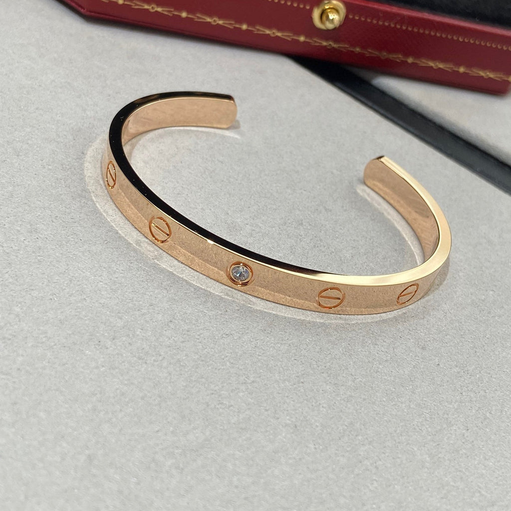 [Marin]LOVE BRACELET 6.1MM 1 DIAMOND OPEN CUFF
