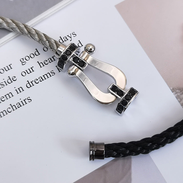 [Marin]FORCE LARGE HORSESHOE BLACK DIAMOND BRACELET SILVER