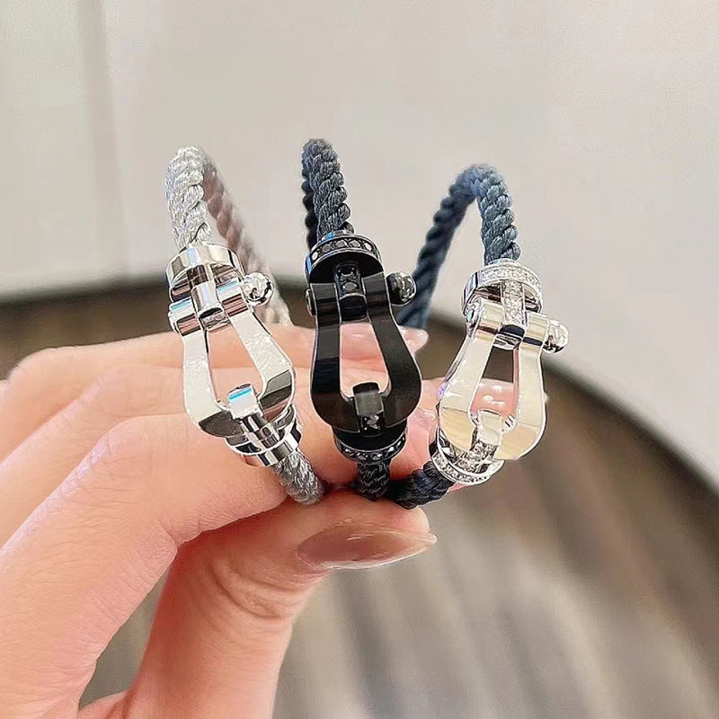 [Marin]FORCE LARGE HORSESHOE HALF DIAMOND BRACELET ROSE GOLD