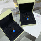 [Marin]CLOVER 15MM DIAMOND AND BLUE AGATE NECKLACE