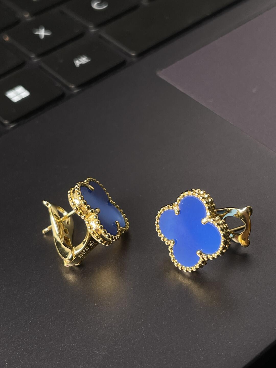 [Marin] CLOVER LARGE (20mm) 1 MOTIFS BLUE MOP STUD EARRINGS