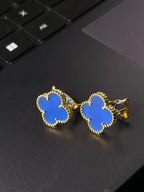 [Marin] CLOVER LARGE (20mm) 1 MOTIFS BLUE MOP STUD EARRINGS