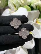 [Marin]CLOVER 20MM MOTIFS DIAMOND STUD EARRINGS SILVER