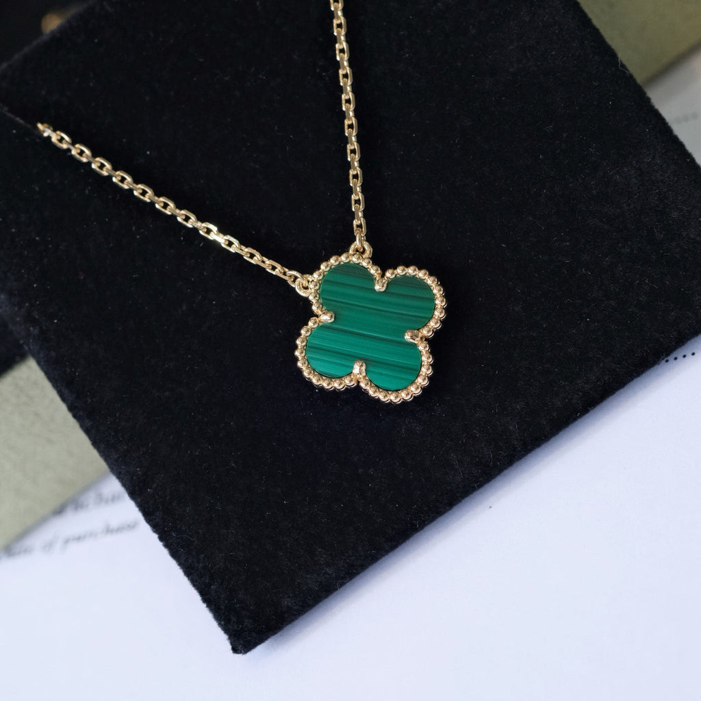 [Marin]CLOVER 15MM MALACHITE SINGLE FLOWER  NECKLACE