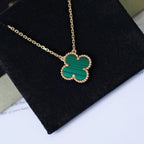 [Marin]CLOVER 15MM MALACHITE SINGLE FLOWER  NECKLACE
