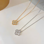 [Marin]CLOVER 15MM DIAMOND SINGLE FLOWER NECKLACE