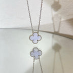 [Marin]CLOVER 15MM BLUE CHALCEDONY NECKLACE SILVER