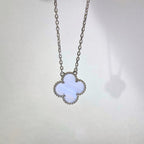 [Marin]CLOVER 15MM BLUE CHALCEDONY NECKLACE SILVER