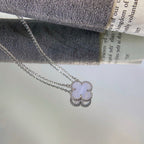 [Marin]CLOVER 15MM BLUE CHALCEDONY NECKLACE SILVER