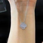 [Marin]CLOVER 15MM BLUE CHALCEDONY NECKLACE SILVER