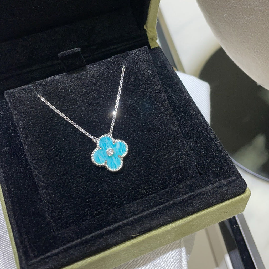 [Marin]COLLIER CLOVER 15MM DIAMOND PORCELAINE SVRES ARGENT