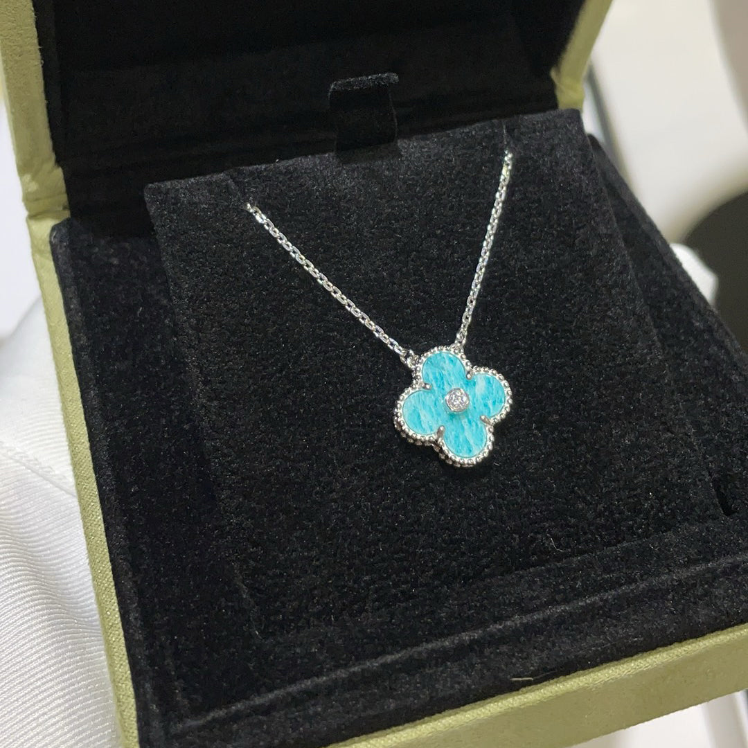 [Marin]COLLIER CLOVER 15MM DIAMOND PORCELAINE SVRES ARGENT
