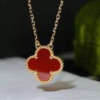 [Marin]CLOVER 15MM CARNELIAN SINGLE FLOWER NECKLACE