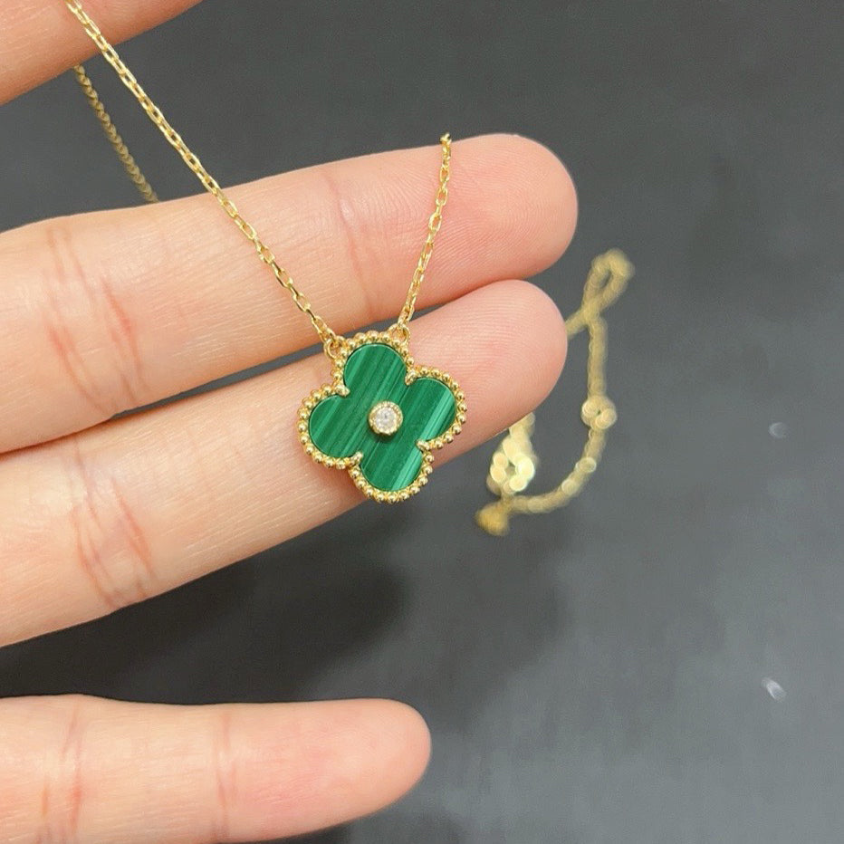 [Marin]CLOVER 15MM DIAMOND TURQUOISE NECKLACE