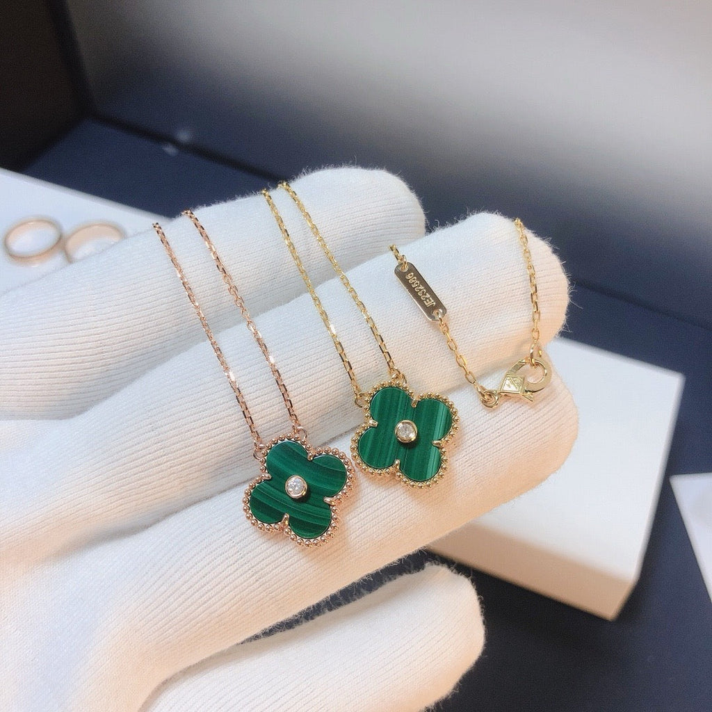 [Marin]CLOVER 15MM DIAMOND TURQUOISE NECKLACE