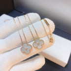 [Marin]COLLIER CLOVER FRITILLAIRE BLANCHE DIAMANT 15MM