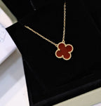 [Marin]CLOVER 15MM CARNELIAN SINGLE FLOWER NECKLACE